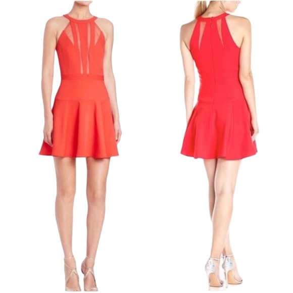 NWT BCBGMaxAzria “Tatyanna” Mesh Cut Out Halter Mini Dress - Picture 1 of 14